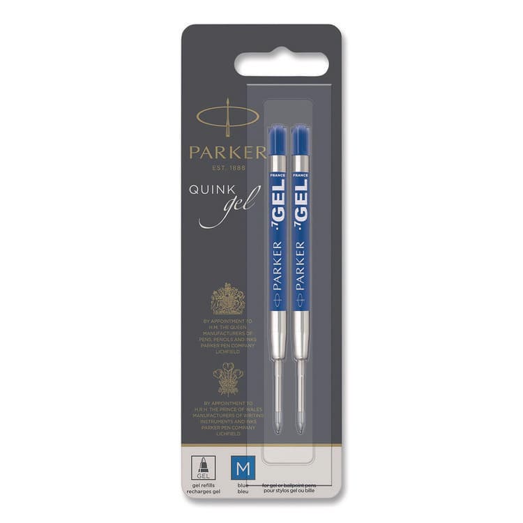 SANFORD Refill for Parker Retractable Gel Ink Roller Ball Pens, Medium Conical Tip, Blue Ink, 2/Pack (PAR1950364)