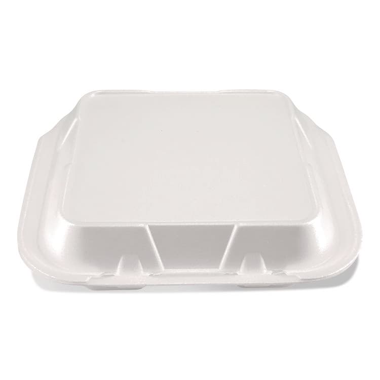 PLASTIFAR SA Foam Hinged Lid Containers, 9 x 9 x 3, White, Foam, 200/Carton (PST12084) thumbnail 3