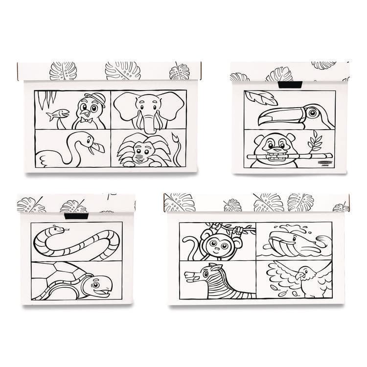 FELLOWES MFG. CO. At Play Color in Toy Box, Animal Design, 1 Section, 39.27 gal, 5.25 Cu Ft, 28" x 18" x 18", White/Black (FEL1231701) thumbnail 4