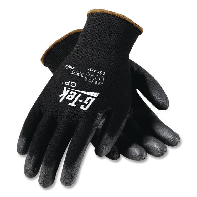 PROTECTIVE INDUSTRIAL PRODUCTS GP Polyurethane-Coated Nylon Gloves, EN388: 1111, 10" Long, Medium, Black, 12 Pairs (PID33B125M) thumbnail 3
