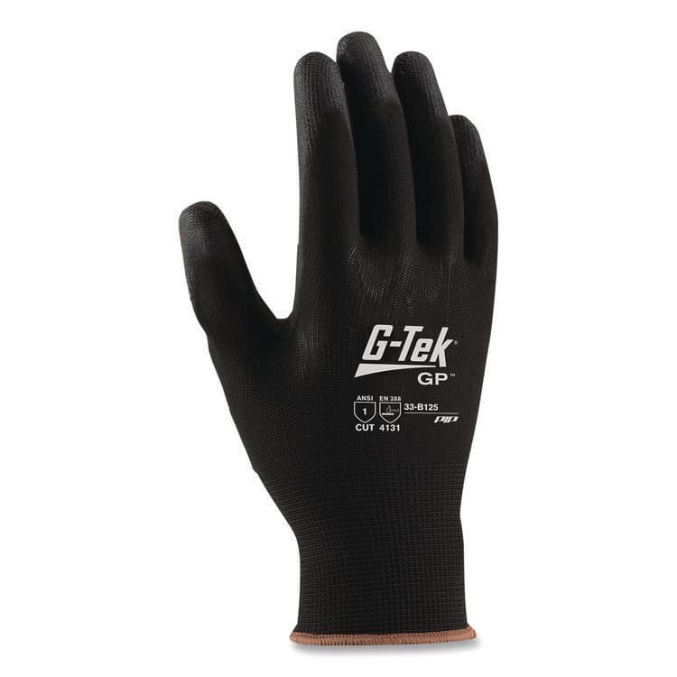 PROTECTIVE INDUSTRIAL PRODUCTS GP Polyurethane-Coated Nylon Gloves, EN388: 1111, 10" Long, Large, Black, 12 Pairs (PID33B125L) thumbnail 4