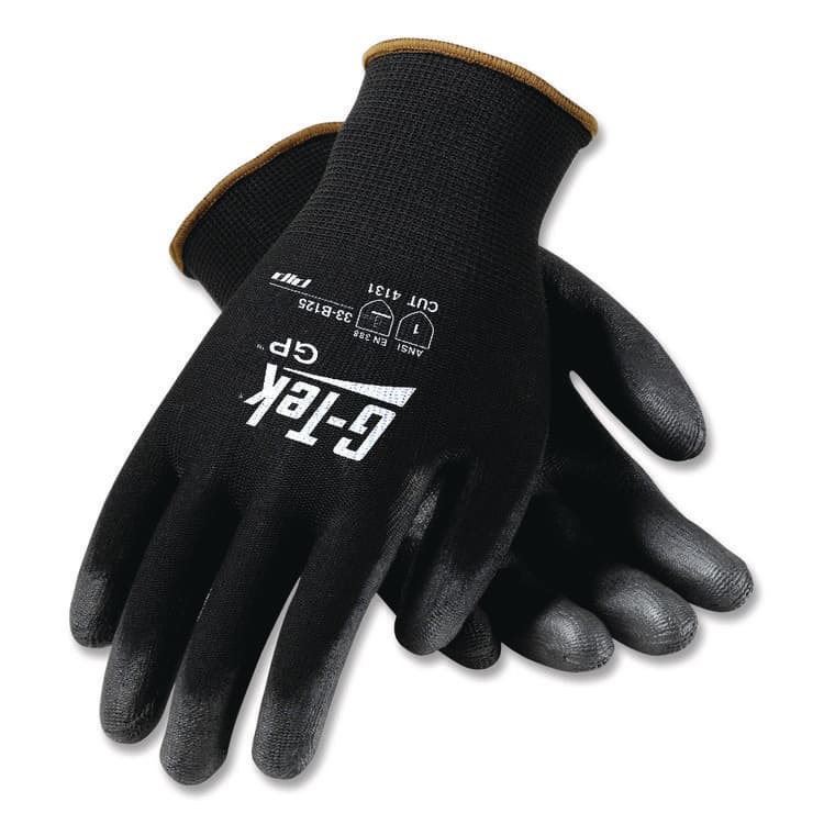 PROTECTIVE INDUSTRIAL PRODUCTS GP Polyurethane-Coated Nylon Gloves, EN388: 1111, 10" Long, Large, Black, 12 Pairs (PID33B125L) thumbnail 3