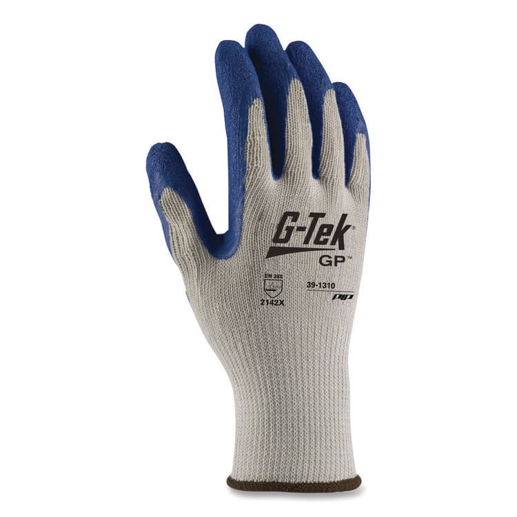 PROTECTIVE INDUSTRIAL PRODUCTS GP Latex-Coated Cotton/Polyester Gloves, EN388: 1111, 10" Long, Large, Gray/Blue, 12 Pairs (PID391310L) thumbnail 4