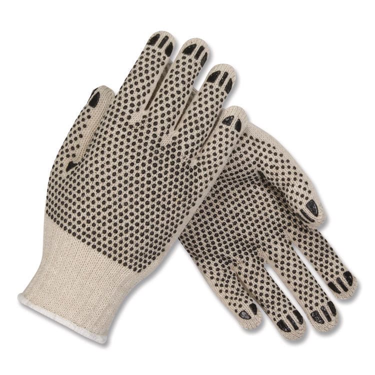 PROTECTIVE INDUSTRIAL PRODUCTS PVC-Dotted Cotton/Polyester Work Gloves, Reversible, Small, Beige/Black, 12 Pairs (PID36110PDDS) thumbnail 2
