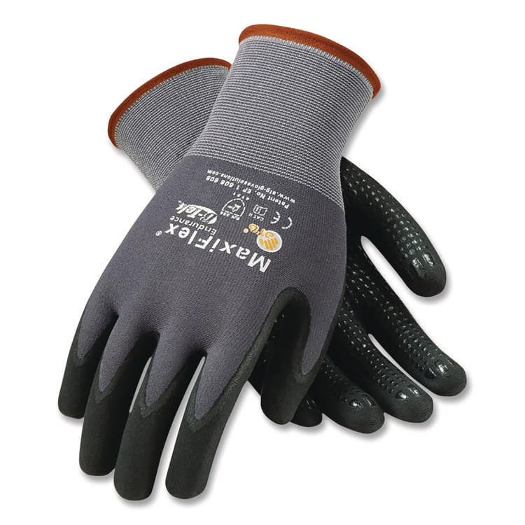 ATG Ultimate Seamless Knit Nylon Gloves, Nitrile MicroFoam Grip: Palm/Fingers/Knuckles, EN388: 4131, X-Large, Gray, 12 Pairs (PID34875XL) thumbnail 3