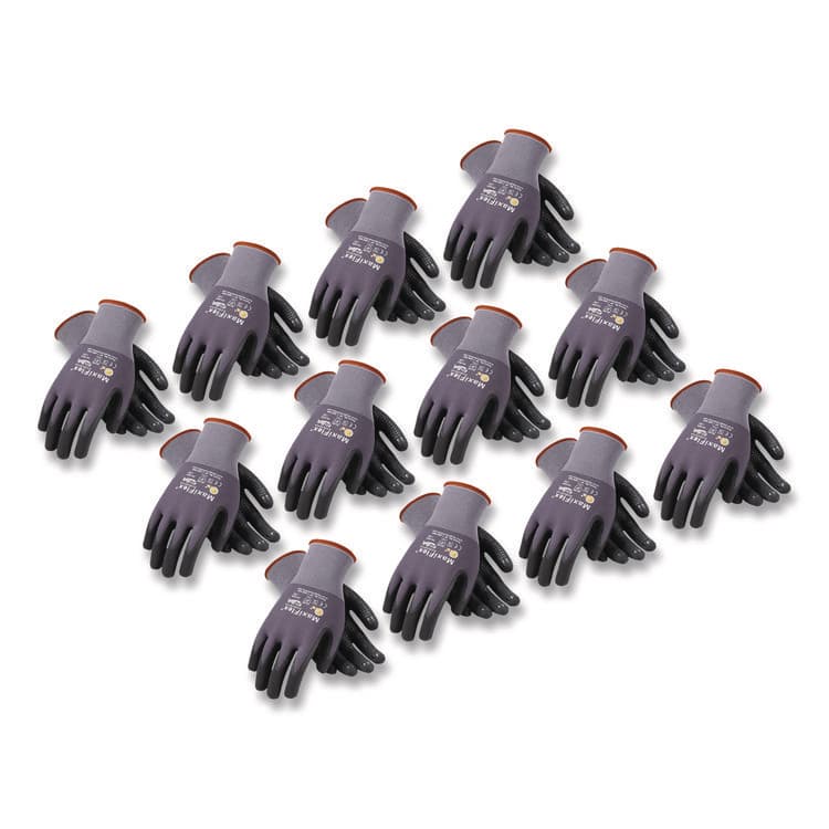 ATG Endurance Seamless Knit Nylon Gloves, EN388: 4131, X-Large, Gray/Black, 12 Pairs (PID34844XL)