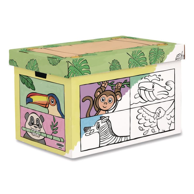 FELLOWES MFG. CO. At Play Color in Toy Box, Animal Design, 1 Section, 39.27 gal, 5.25 Cu Ft, 28" x 18" x 18", White/Black (FEL1231701)