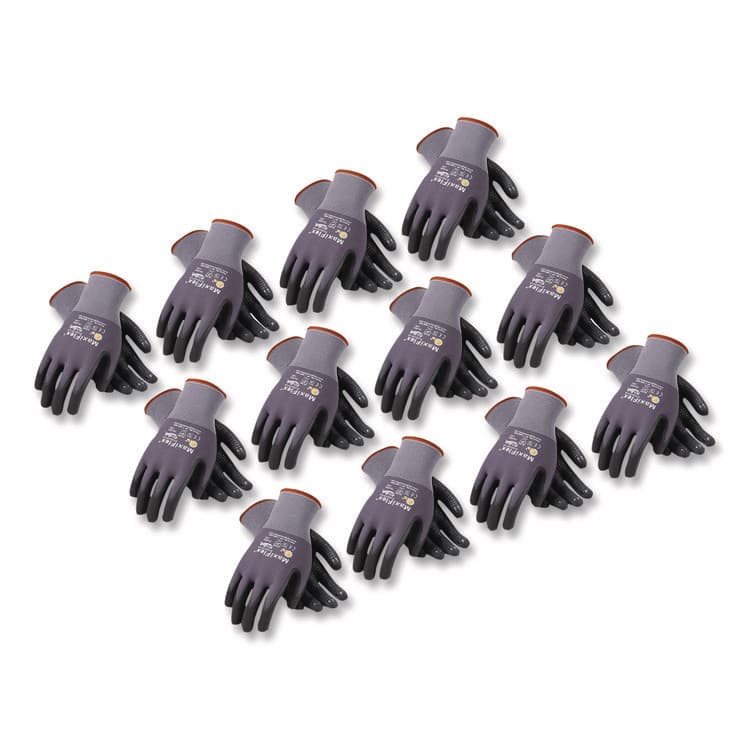 ATG Endurance Seamless Knit Nylon Gloves, EN388: 4131, Medium, Gray/Black, 12 Pairs (PID34844M)