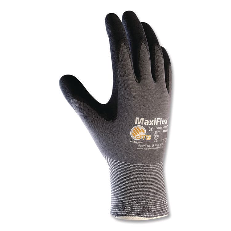 ATG Endurance Seamless Knit Nylon Gloves, EN388: 4131, Medium, Gray/Black, 12 Pairs (PID34844M) thumbnail 4