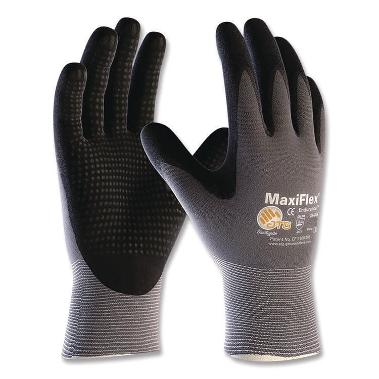 ATG Endurance Seamless Knit Nylon Gloves, EN388: 4131, Medium, Gray/Black, 12 Pairs (PID34844M) thumbnail 2
