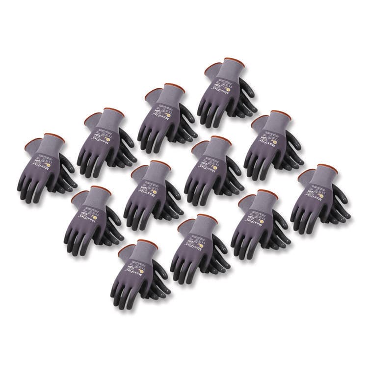 ATG Endurance Seamless Knit Nylon Gloves, EN388: 4131, Large (Size 9), Gray/Black, 12 Pairs (PID34844L)