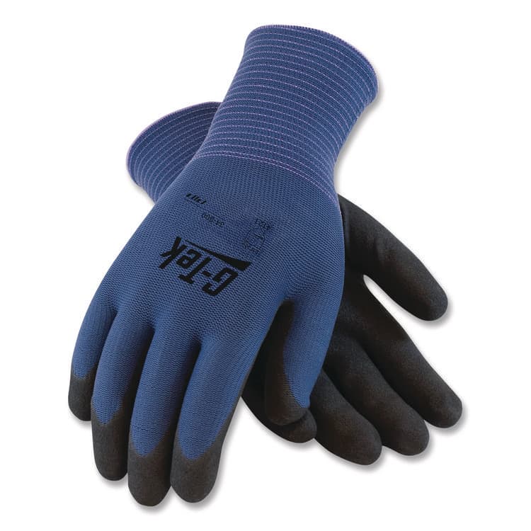 PROTECTIVE INDUSTRIAL PRODUCTS GP Nitrile-Coated Nylon Gloves, EN388: 4121, 10" Long, X-Large, Blue/Black, 12 Pairs (PID34500XL) thumbnail 2