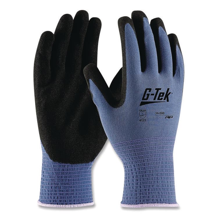 PROTECTIVE INDUSTRIAL PRODUCTS GP Nitrile-Coated Nylon Gloves, EN388: 4121, 10" Long, Small, Blue/Black, 12 Pairs (PID34500S) thumbnail 3