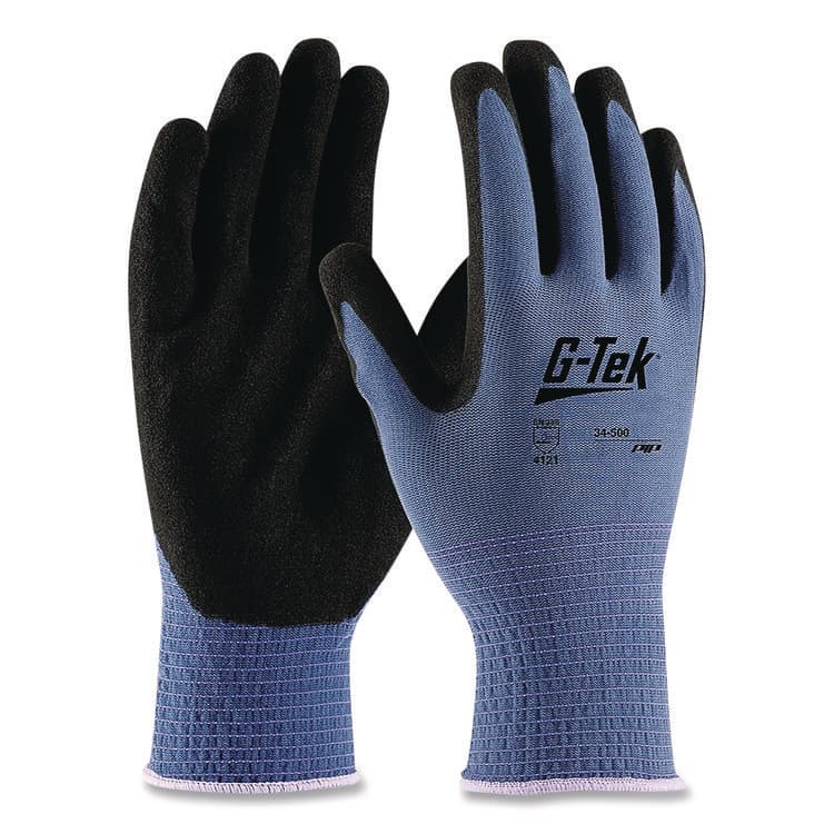 PROTECTIVE INDUSTRIAL PRODUCTS GP Nitrile-Coated Nylon Gloves, EN388: 4121, 10" Long, Medium, Blue/Black, 12 Pairs (PID34500M) thumbnail 3