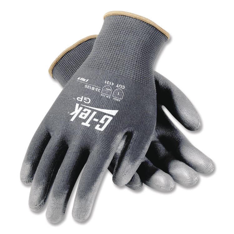 PROTECTIVE INDUSTRIAL PRODUCTS GP Polyurethane-Coated Nylon Gloves, EN388: 1111, 10" Long, Small, Gray, 12 Pairs (PID33G125S) thumbnail 3