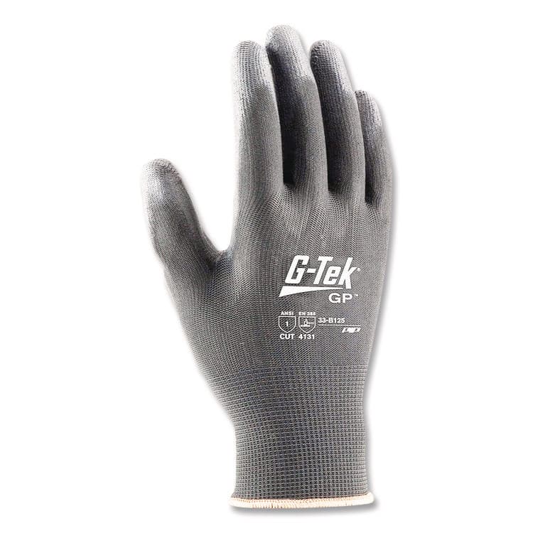 PROTECTIVE INDUSTRIAL PRODUCTS GP Polyurethane-Coated Nylon Gloves, EN388: 1111, 10" Long, Large, Gray, 12 Pairs (PID33G125L) thumbnail 4