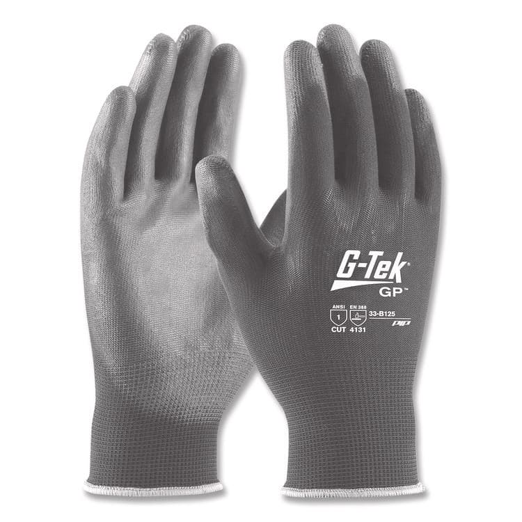 PROTECTIVE INDUSTRIAL PRODUCTS GP Polyurethane-Coated Nylon Gloves, EN388: 1111, 10" Long, Large, Gray, 12 Pairs (PID33G125L) thumbnail 2
