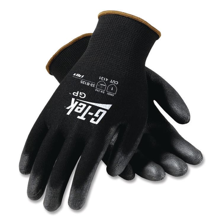 PROTECTIVE INDUSTRIAL PRODUCTS GP Polyurethane-Coated Nylon Gloves, EN388: 1111, 10" Long, X-Large, Black, 12 Pairs (PID33B125XL) thumbnail 3