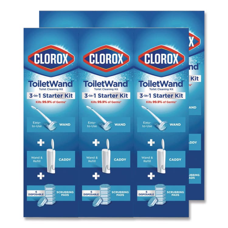 CLOROX SALES CO. ToiletWand Disposable Toilet Cleaning System: Handle, Caddy and Refills, White, 6/Carton (CLO03191CT)
