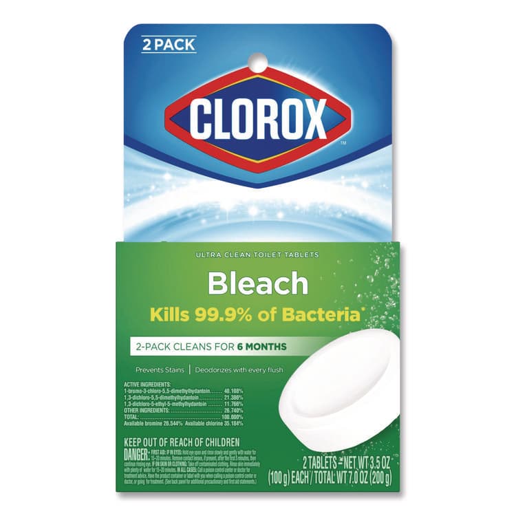 CLOROX SALES CO. Ultra Clean Toilet Tablets Bleach, 3.5 oz Tablet, 2/Pack (CLO30024PK)