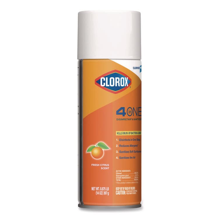 CLOROX SALES CO. 4-in-One Disinfectant and Sanitizer, Citrus, 14 oz Aerosol Spray (CLO31043) thumbnail 2