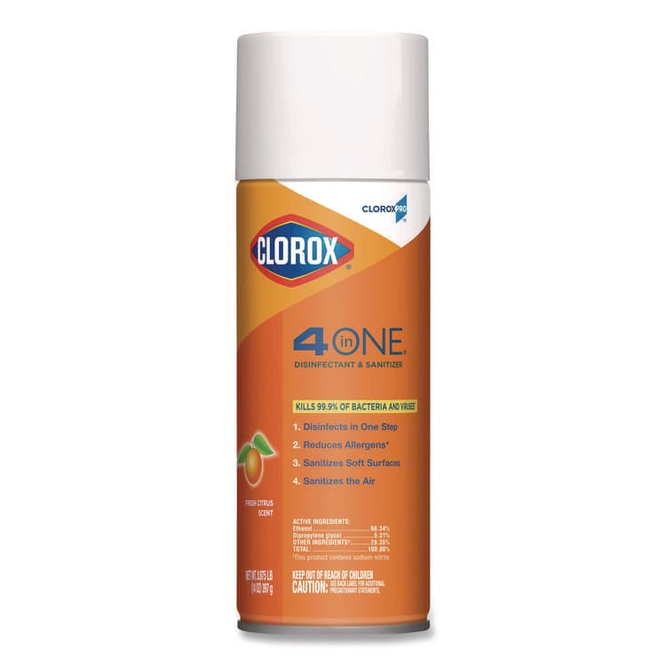CLOROX SALES CO. 4-in-One Disinfectant and Sanitizer, Citrus, 14 oz Aerosol Spray (CLO31043)