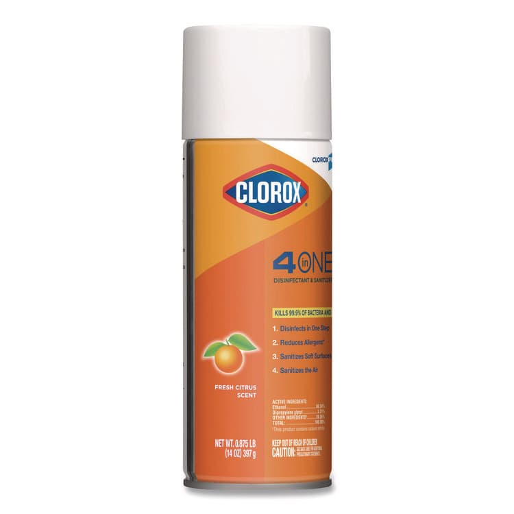 CLOROX SALES CO. 4-in-One Disinfectant and Sanitizer, Citrus, 14 oz Aerosol Spray, 12/Carton (CLO31043CT) thumbnail 2