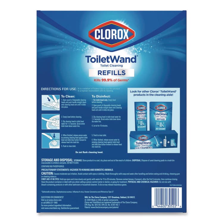 CLOROX SALES CO. ToiletWand Toilet Cleaning Refills, Toilet Cleaning Scrubbing Pads, Blue/White, 20/Pack (CLO31049) thumbnail 3