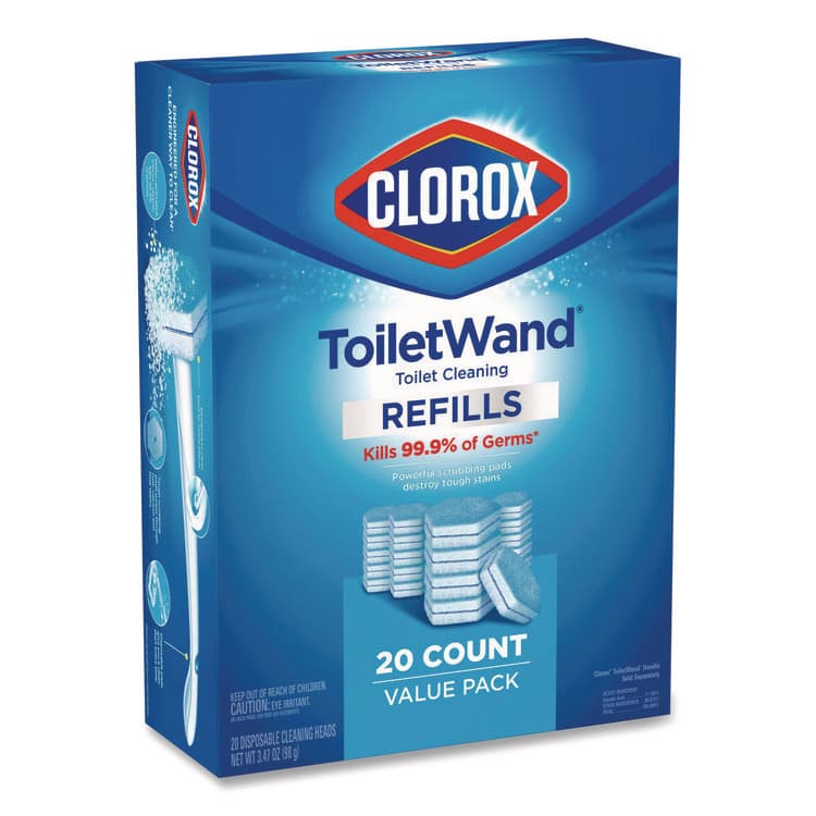 CLOROX SALES CO. ToiletWand Toilet Cleaning Refills, Toilet Cleaning Scrubbing Pads, Blue/White, 20/Pack (CLO31049) thumbnail 2