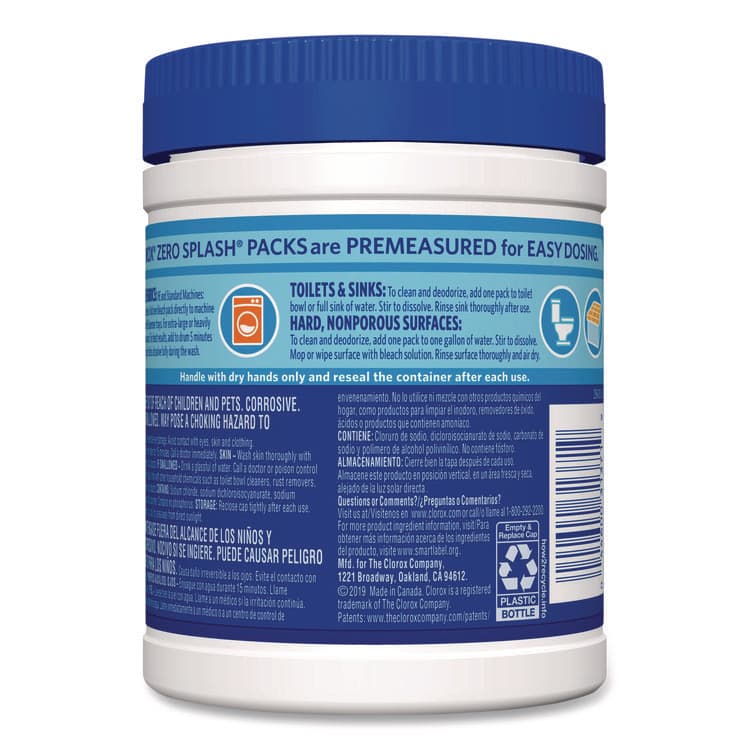 CLOROX SALES CO. Zero Splash Bleach Packs, Regular, 12 Packs/Canister, 6 Canisters/Carton (CLO31371) thumbnail 2