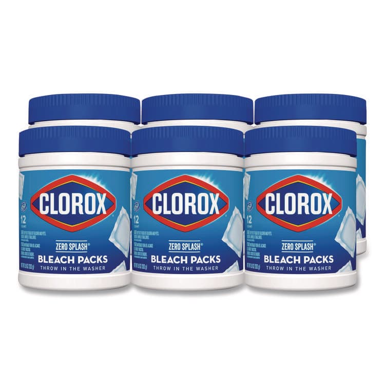 CLOROX SALES CO. Zero Splash Bleach Packs, Regular, 12 Packs/Canister, 6 Canisters/Carton (CLO31371)