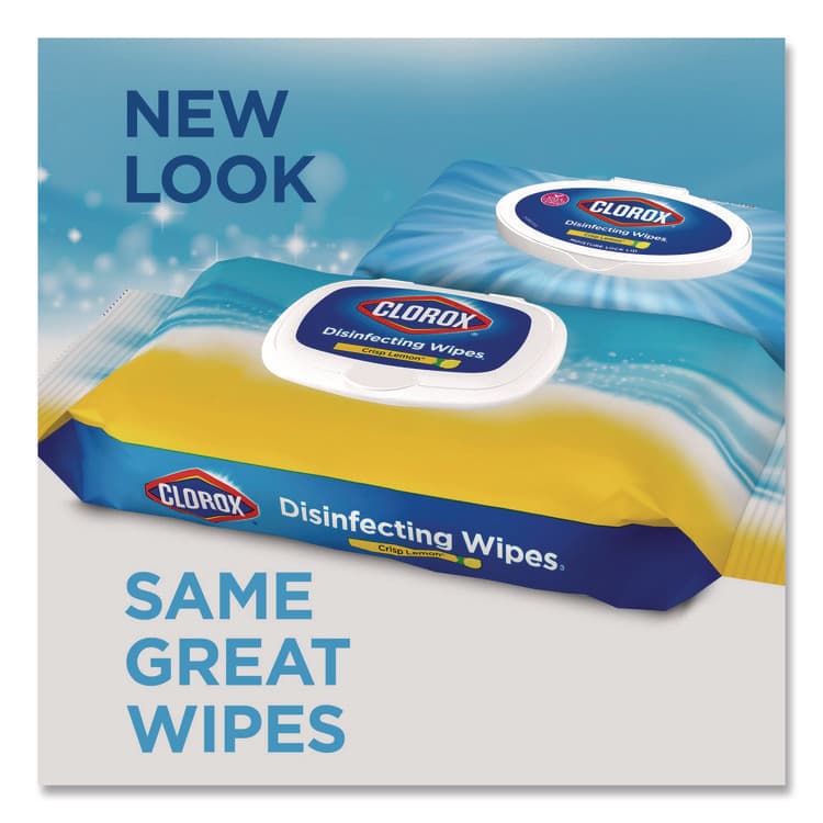 CLOROX SALES CO. Disinfecting Cleaning Wipes, Easy Pull Pack, 1-Ply, 8 x 7, Lemon Scent, White, 75 Towels/Box, 6 Boxes/Carton (CLO31404) thumbnail 2