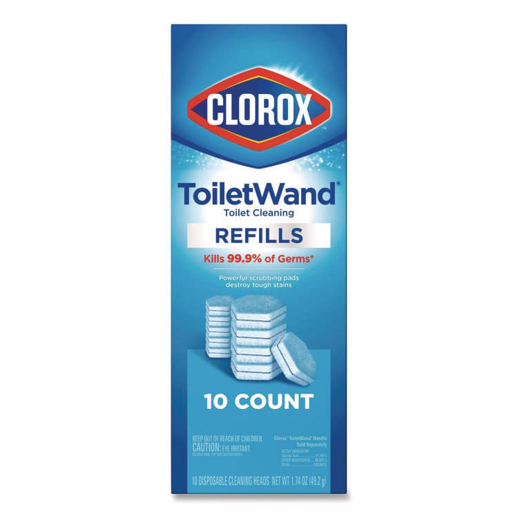CLOROX SALES CO. ToiletWand Toilet Cleaning Refills, Toilet Cleaning Scrubbing Pads, Blue/White, 10/Pack, 6 Packs/Carton (CLO31620) thumbnail 2
