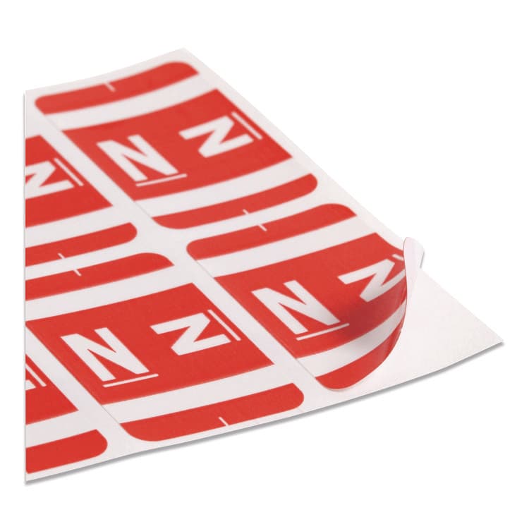 SMEAD MANUFACTURING CO. AlphaZ Color-Coded Second Letter Alphabetical Labels, N, 1 x 1.63, Red, 10/Sheet, 10 Sheets/Pack (SMD67184) thumbnail 4