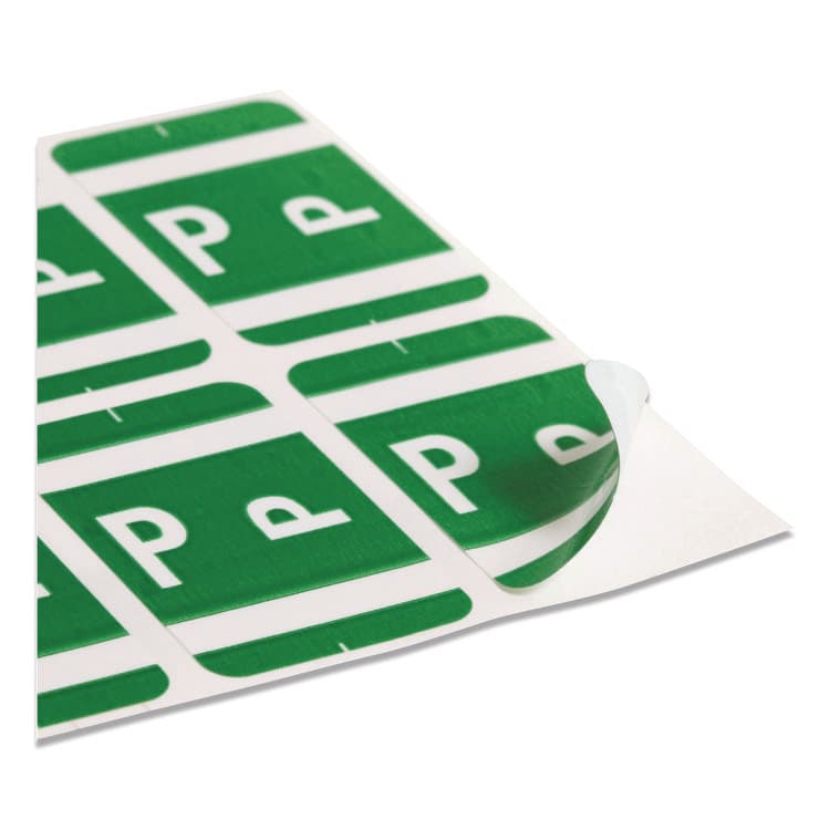 SMEAD MANUFACTURING CO. AlphaZ Color-Coded Second Letter Alphabetical Labels, P, 1 x 1.63, Dark Green, 10/Sheet, 10 Sheets/Pack (SMD67186) thumbnail 4