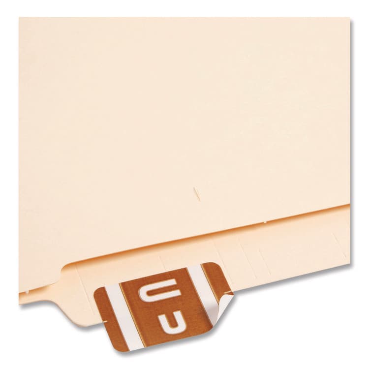 SMEAD MANUFACTURING CO. AlphaZ Color-Coded Second Letter Alphabetical Labels, U, 1 x 1.63, Dark Brown, 10/Sheet, 10 Sheets/Pack (SMD67191) thumbnail 2