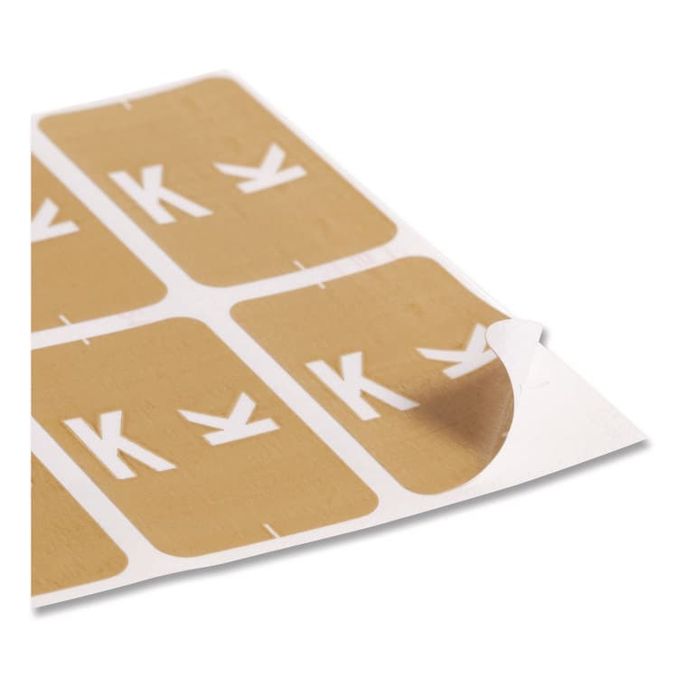 SMEAD MANUFACTURING CO. AlphaZ Color-Coded Second Letter Alphabetical Labels, K, 1 x 1.63, Light Brown, 10/Sheet, 10 Sheets/Pack (SMD67181) thumbnail 4
