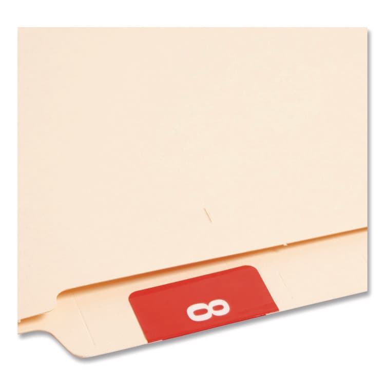 SMEAD MANUFACTURING CO. Numerical End Tab File Folder Labels, 8, 1.5 x 1.5, Red, 250/Roll (SMD67428) thumbnail 3