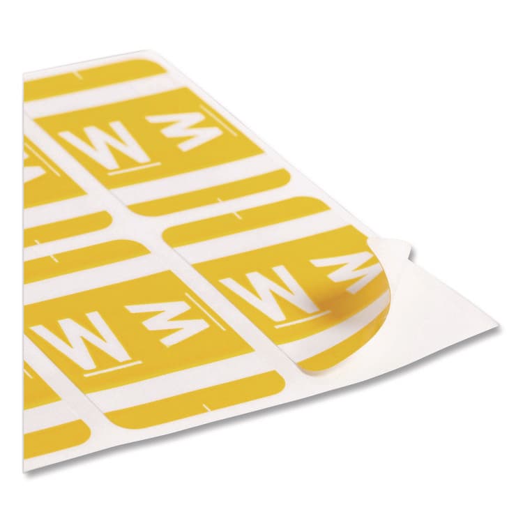 SMEAD MANUFACTURING CO. AlphaZ Color-Coded Second Letter Alphabetical Labels, W, 1 x 1.63, Yellow, 10/Sheet, 10 Sheets/Pack (SMD67193) thumbnail 4