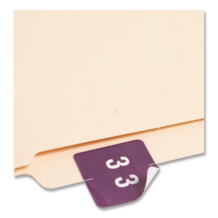 SMEAD MANUFACTURING CO. Numerical End Tab File Folder Labels, 3, 1.5 x 1.5, Purple, 250/Roll (SMD67423) thumbnail 3
