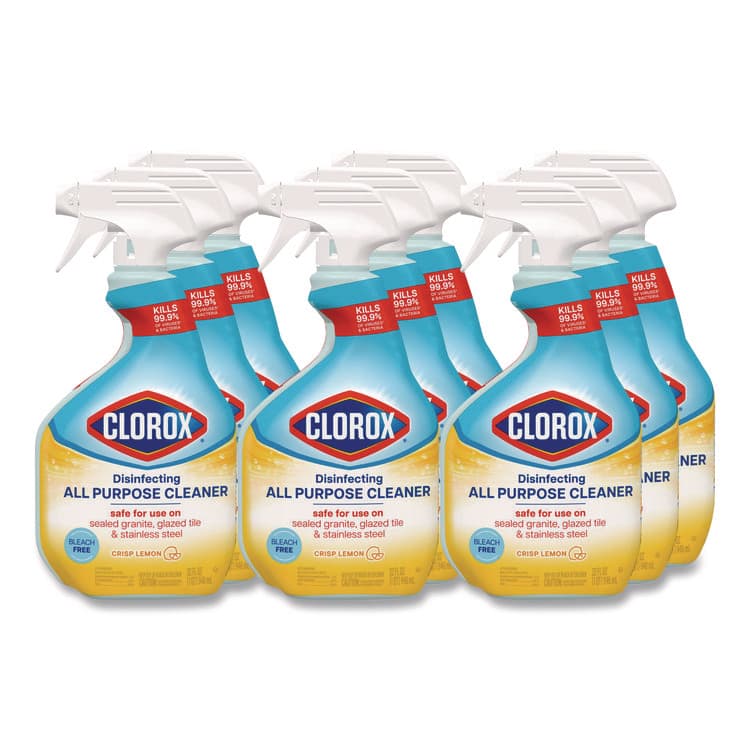 CLOROX SALES CO. Disinfecting All Purpose Cleaner Spray, Crisp Lemon Scent, 32 oz Bottle, 9/Carton (CLO60044CT)