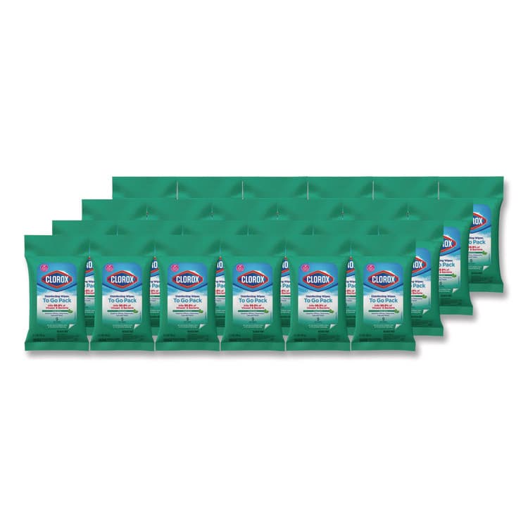 CLOROX SALES CO. Disinfecting Wipes, On the Go Bleach Free Travel Wipes, 1-Ply, 6.53 x 2.79, Fresh Scent, White, 9/Pack, 24 Packs/Carton (CLO60133)