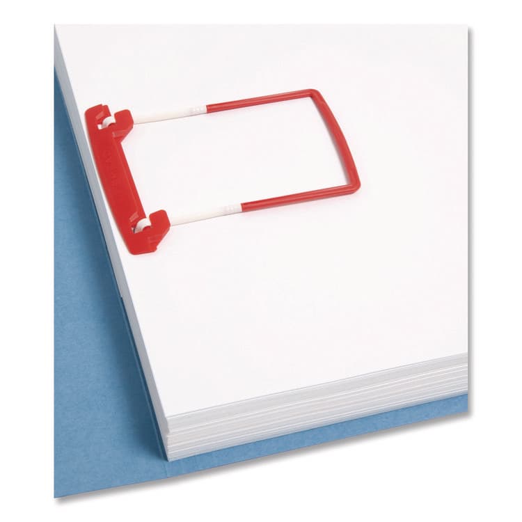 SMEAD MANUFACTURING CO. U-Clip Bonded Fasteners, 2" Capacity, 2.75" Center to Center, Red/White, 100/Box (SMD68260) thumbnail 2