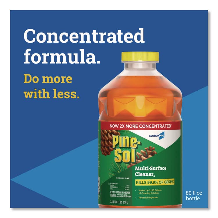 CLOROX SALES CO. CloroxPro Multi-Surface Cleaner Disinfectant Concentrated, Original Pine, 80 oz Bottle (CLO60606EA) thumbnail 4