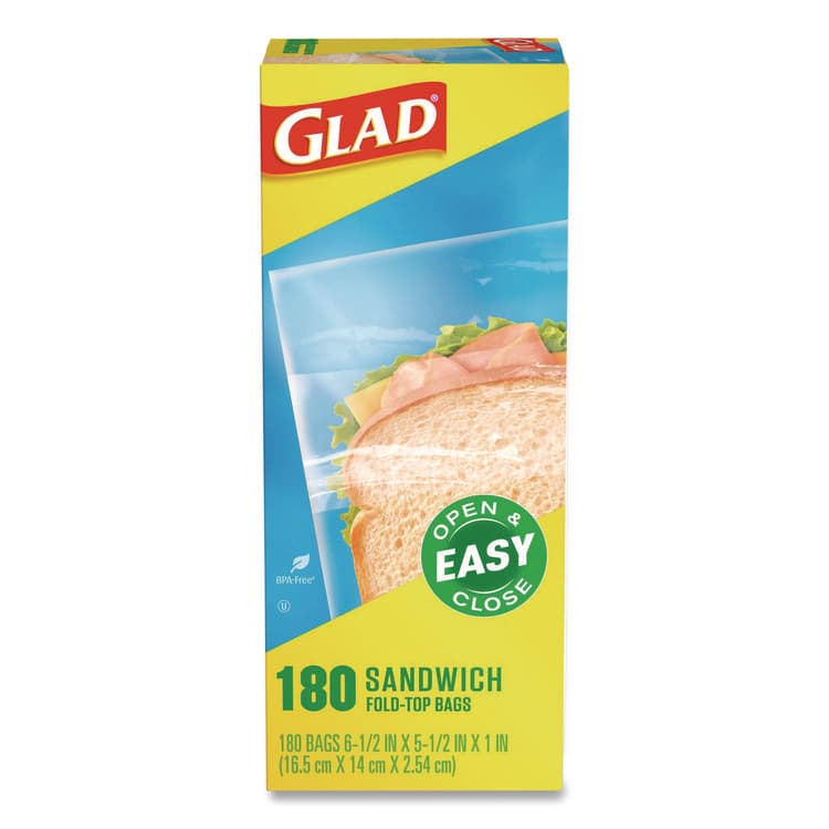 CLOROX SALES CO. Fold Top Food Storage Plastic Sandwich Bags, 6.5 x 5.5, Clear, 180 Bags/Box, 12 Boxes/Carton (CLO60771) thumbnail 2