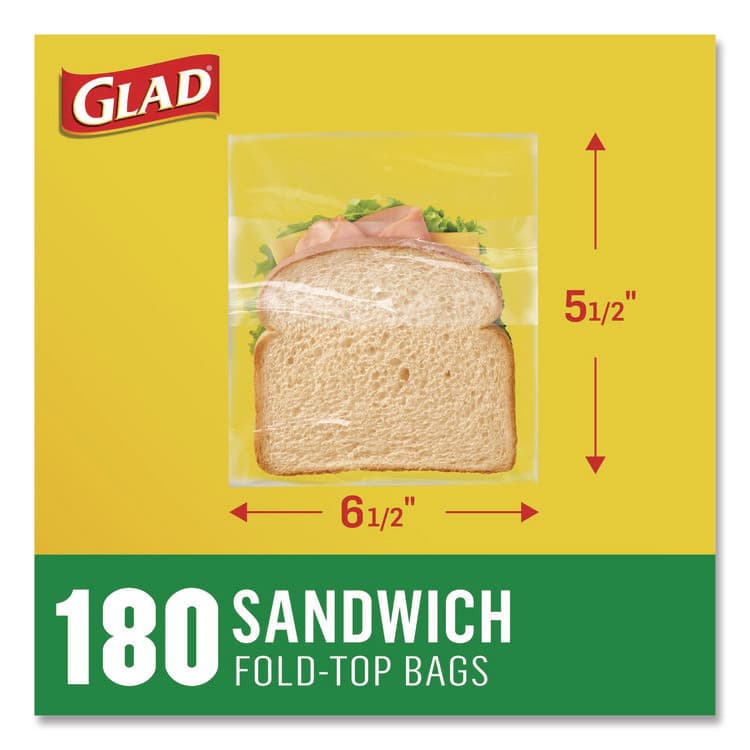 CLOROX SALES CO. Fold Top Food Storage Plastic Sandwich Bags, 6.5 x 5.5, Clear, 180 Bags/Box, 12 Boxes/Carton (CLO60771) thumbnail 4