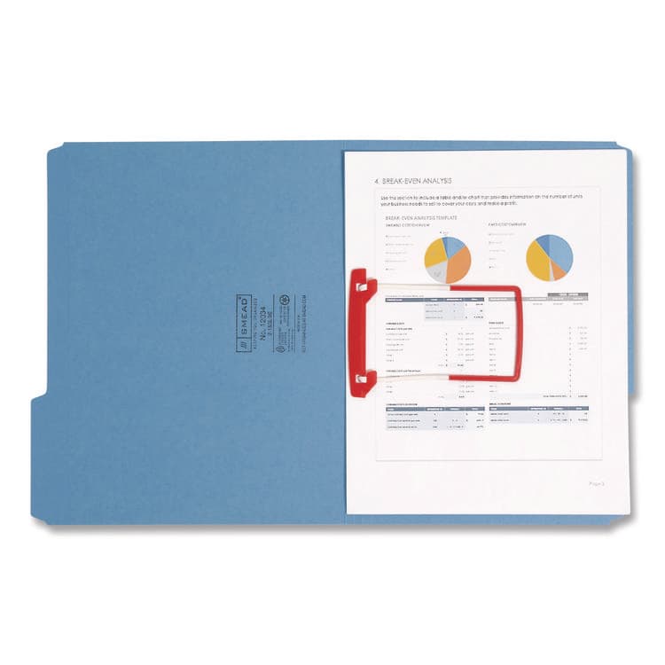 SMEAD MANUFACTURING CO. U-Clip Bonded Fasteners, 2" Capacity, 2.75" Center to Center, Red/White, 100/Box (SMD68260)