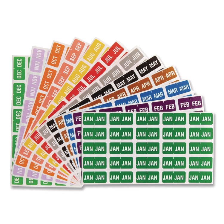 SMEAD MANUFACTURING CO. Monthly End Tab File Folder Labels, JAN-DEC, 0.5 x 1, Assorted, 25/Sheet, 120 Sheets/Box (SMD67450)