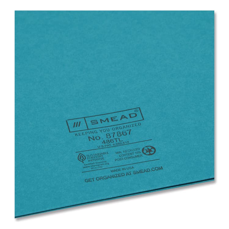 SMEAD MANUFACTURING CO. Two-Pocket Folders, Accommodates (100) 11 x 8.5 Sheets, Teal, 25/Box (SMD87867) thumbnail 4