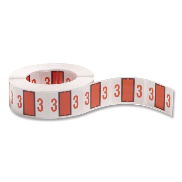 SMEAD MANUFACTURING CO. Numerical End Tab File Folder Labels, 3, 1 x 1.25, White, 500/Roll (SMD67373)